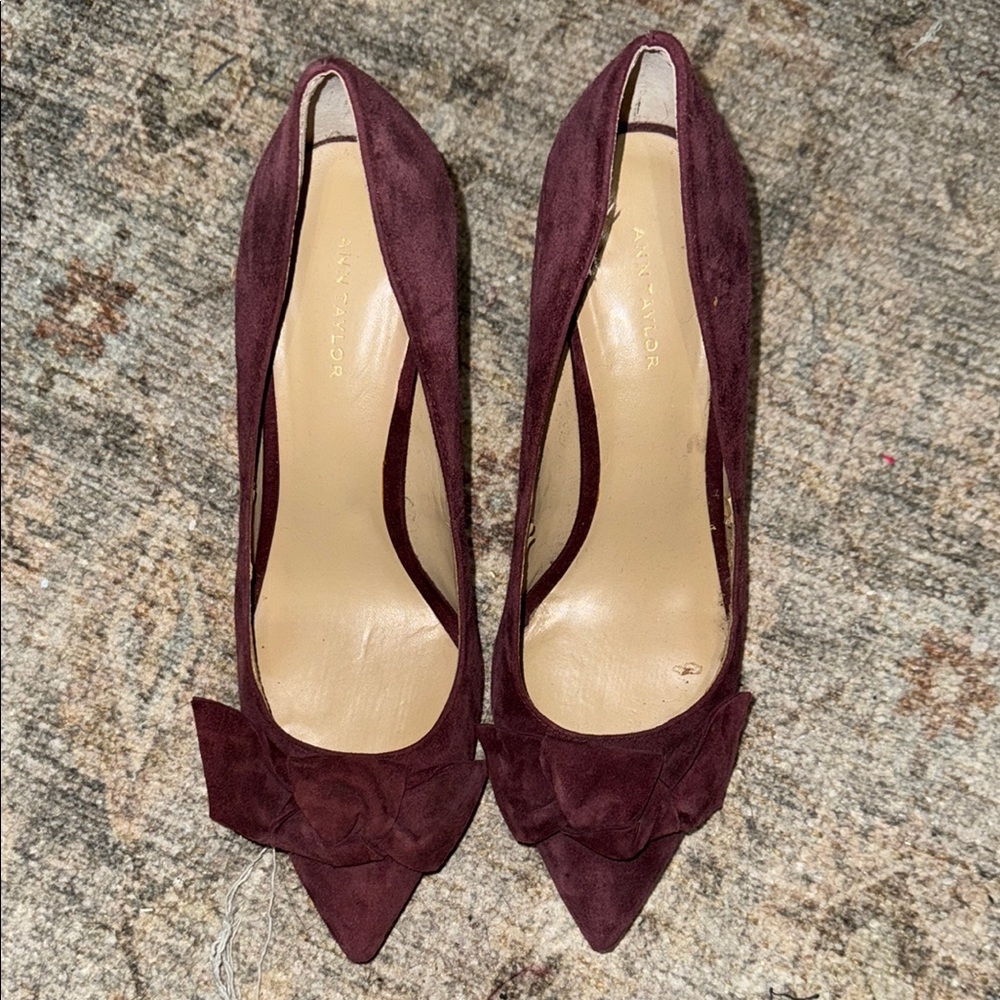 Ann Taylor Burgundy Heels with Pointed Toe Heels